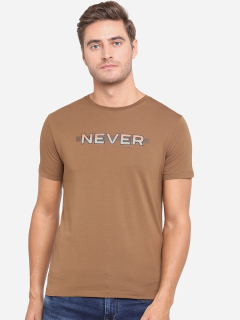 

JADE BLUE Men Brown Printed Round Neck T-shirt