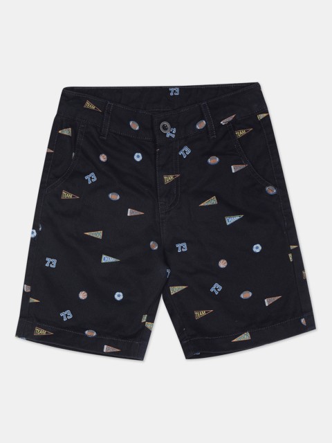 

Cherokee Boys Navy Blue Printed Cotton Regular Shorts