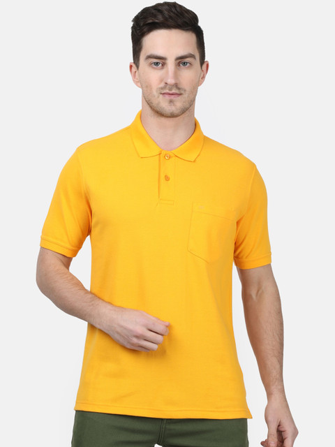 

Monte Carlo Men Mustard Yellow Solid Polo Collar T-shirt