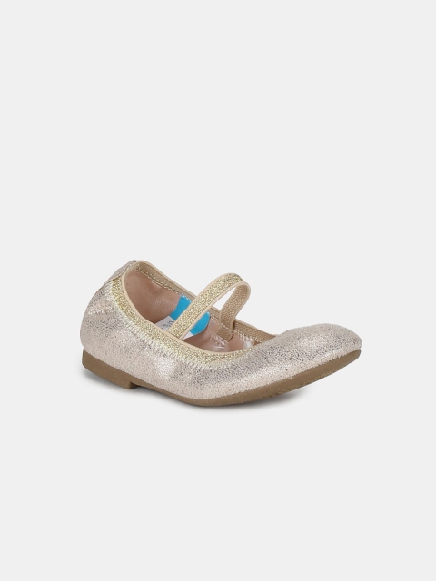 

The Childrens Place Girls Gold-Toned Embellished Synthetic Suede Ballerinas
