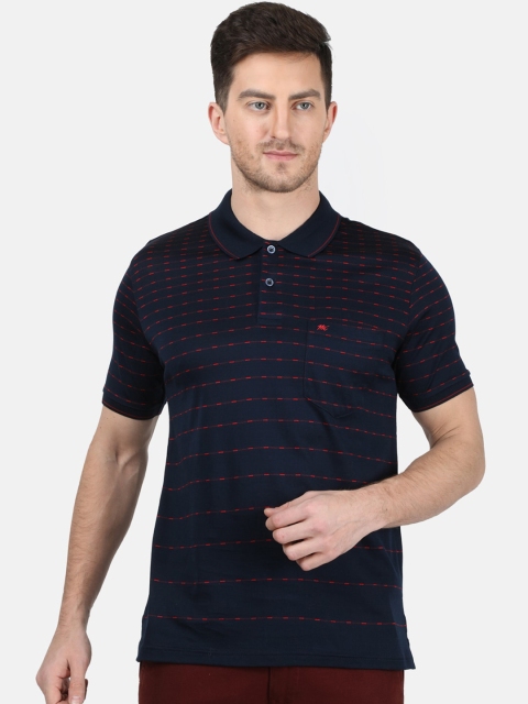 

Monte Carlo Men Navy Blue & Red Striped Polo Collar T-shirt