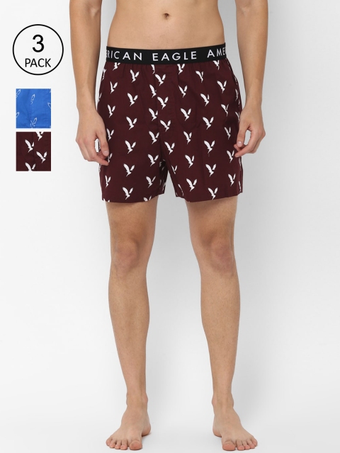 

AMERICAN EAGLE OUTFITTERS Men Pack Of 3 Printed Boxers, Maroon