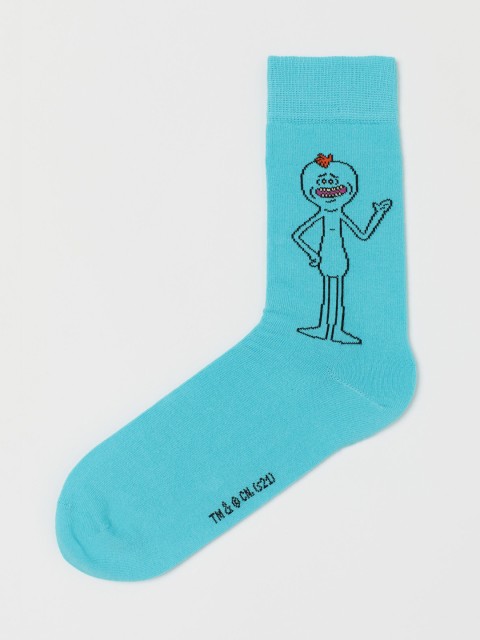 

H&M Men Blue Patterned Ankle Length Socks