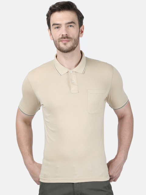 

Monte Carlo Men Beige Solid Polo Collar T-shirt