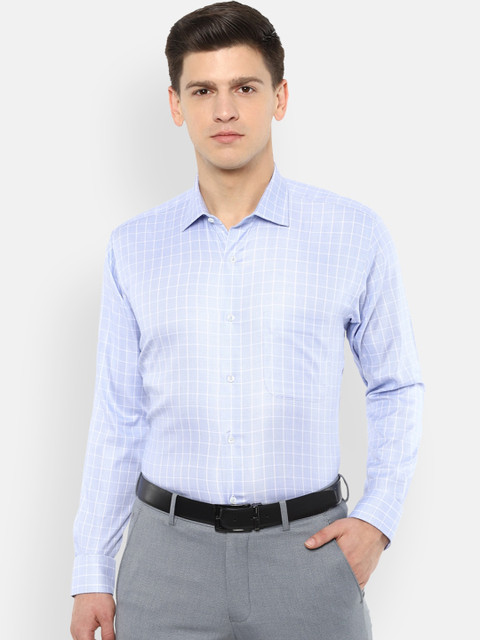 

Van Heusen Men Blue & White Regular Fit Checked Formal Shirt