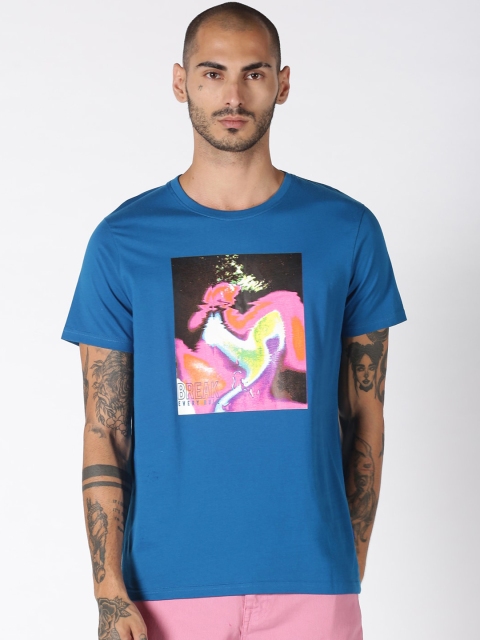 

Blue Saint Men Blue Printed Round Neck T-shirt