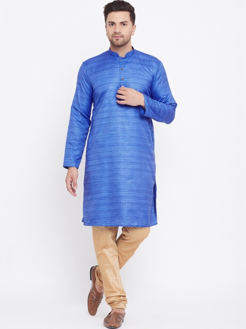 

VASTRAMAY Men Blue Woven Design Kurta with Churidar