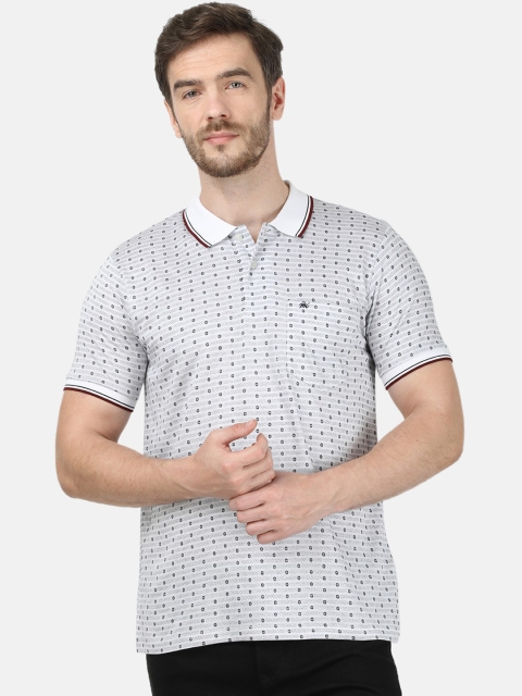 

Monte Carlo Men White Printed Polo Collar T-shirt