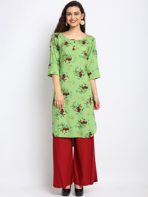 

NEUDIS Women Green & Maroon Printed Kurta with Palazzos