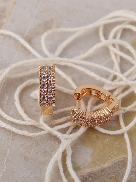 

ANIKAS CREATION Gold-Toned Contemporary Hoop Earrings