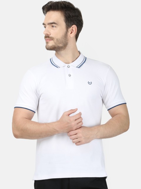 

Monte Carlo Men White Solid Polo Collar T-shirt