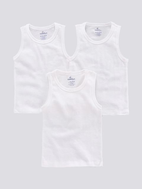

KiddoPanti Boys Pack Of 3 White Solid Rib Innerwear Vests SS21BVT063