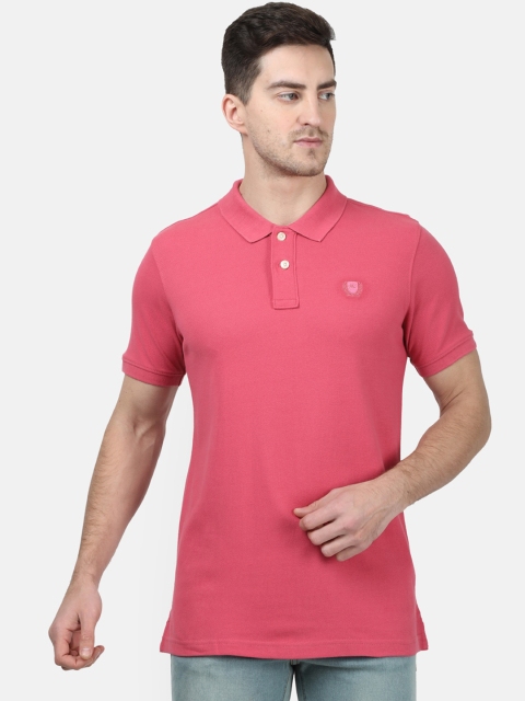 

Monte Carlo Men Pink Solid Polo Collar T-shirt