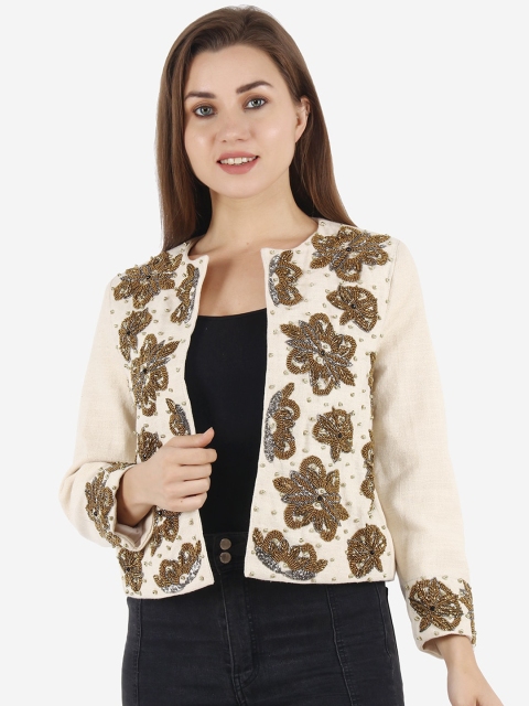 

Diwaah Women Off-White Self Design Tailored Jacket