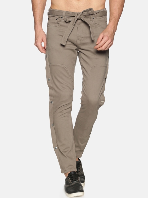 

KULTPRIT Men Khaki Skinny Fit Solid Regular Trousers