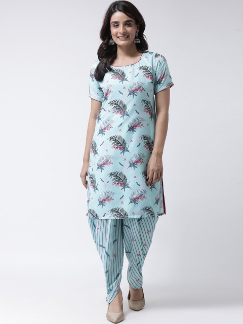 

Hangup Women Blue & Black Floral Printed Floral Kurta