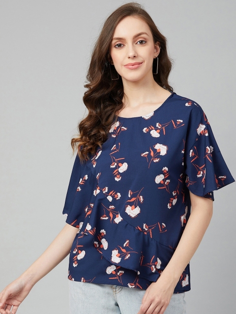 

RARE Navy Blue Floral Printed Regular Top