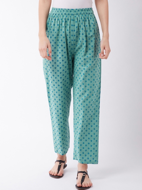 

InWeave Women Blue Regular Fit Printed Parallel Trousers