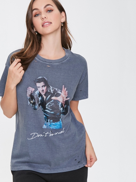 

FOREVER 21 Grey Printed Top