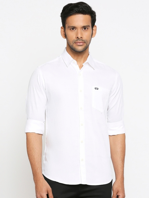 

Mufti Men White Slim Fit Solid Casual Shirt