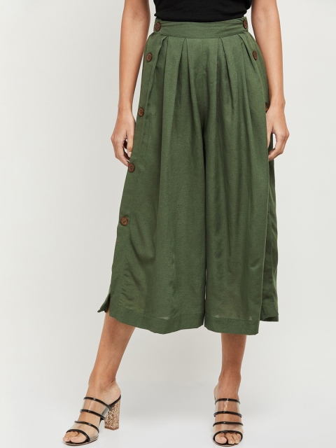 

max Women Green Regular Fit Solid Culottes
