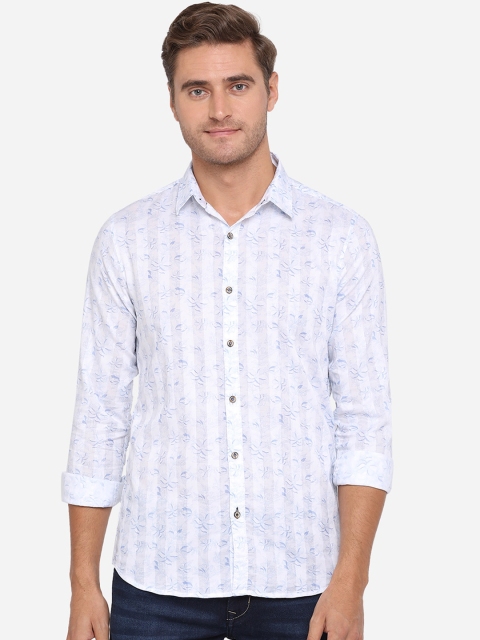 

JADE BLUE Men White Slim Fit Printed Casual Shirt