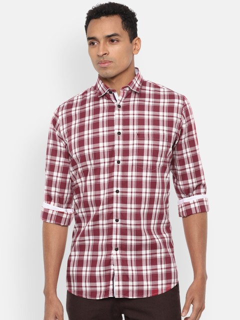 

Van Heusen Sport Men Maroon & White Slim Fit Checked Casual Shirt