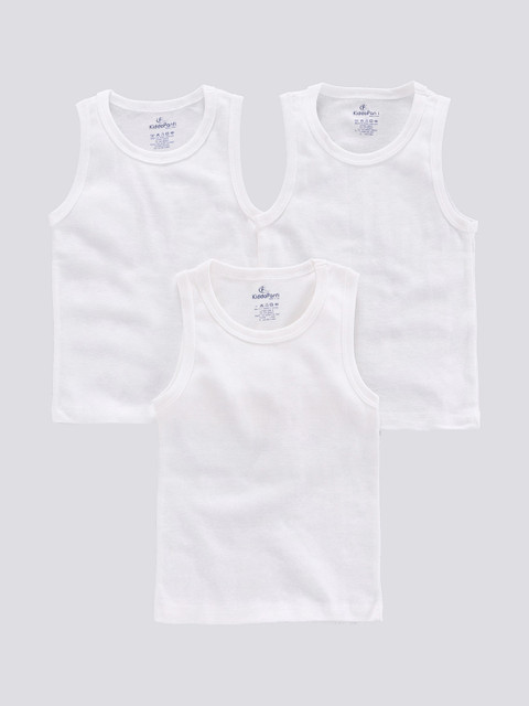

KiddoPanti Boys Pack Of 3 White Solid Rib Innerwear Vests-SS21BVT063