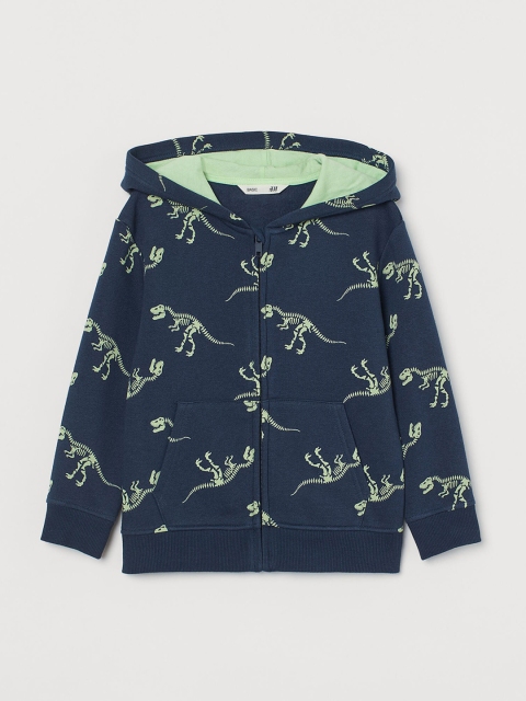 

H&M Boys Navy Blue & Green Hooded Jacket