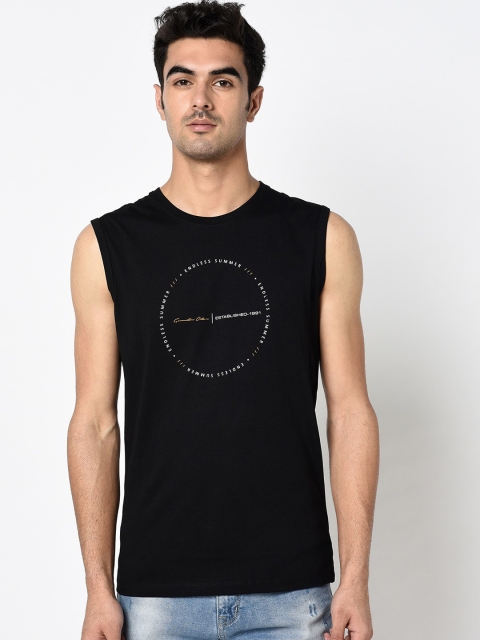 

Octave Men Black Printed Round Neck T-shirt