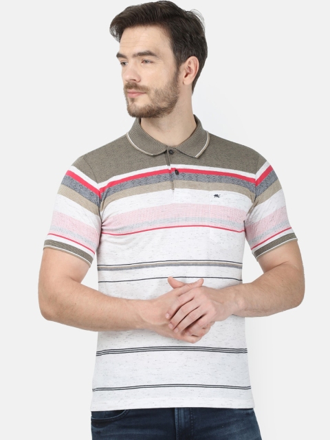 

Monte Carlo Men White Striped Polo Collar T-shirt
