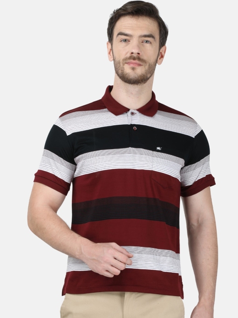 

Monte Carlo Men Maroon Striped Polo Collar T-shirt