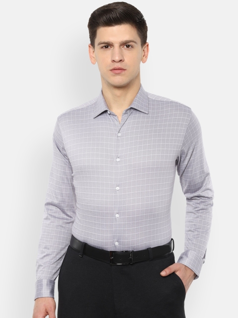 

Van Heusen Men Grey & White Slim Fit Checked Formal Shirt