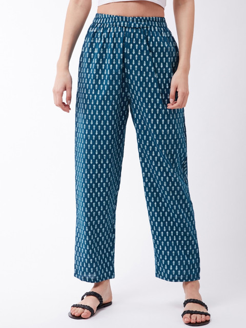 

InWeave Women Blue Regular Fit Printed Regular Trousers