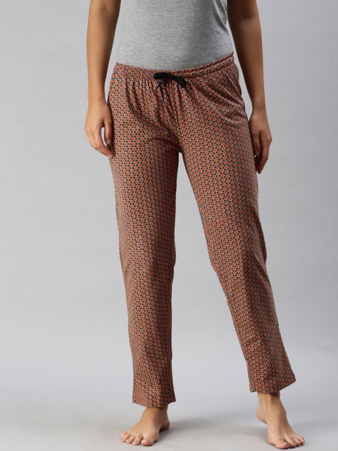

Kryptic Women Mustard Yellow & Red Printed Cotton Lounge Pants