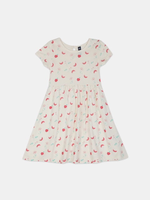 

Cherokee Girls Off-White Printed Fit and Flare Dress