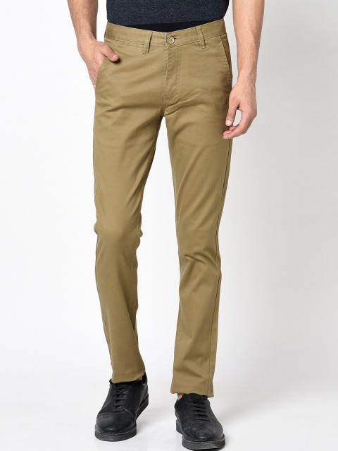 

Octave Men Khaki Solid Regular Trousers