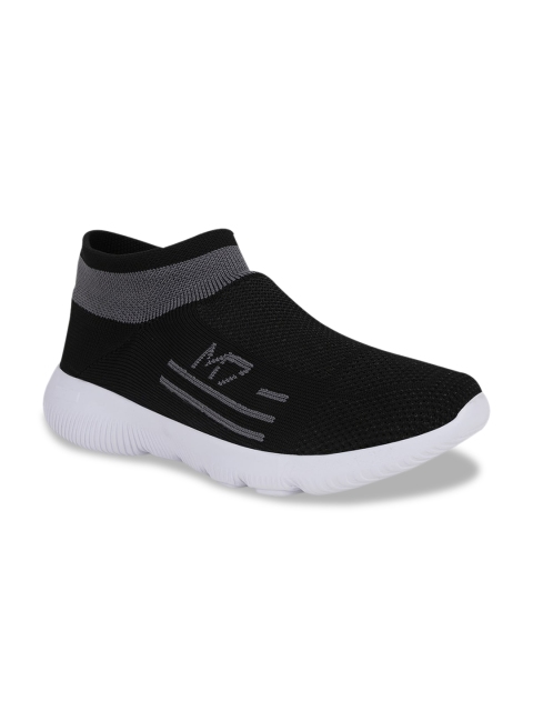 

M7 by Metronaut Men Black & Grey Woven Design Mid-Top Slip-On Sneakers
