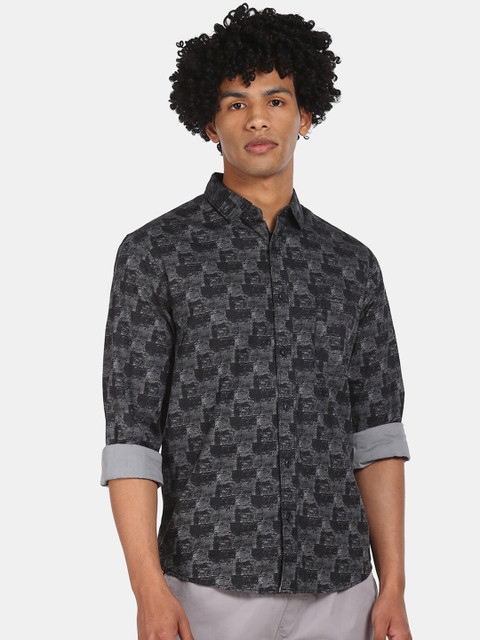 

Cherokee Men Black & Grey Regular Fit Printed Casual Shirt