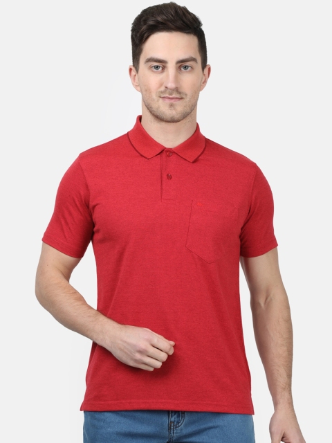 

Monte Carlo Men Maroon Solid Polo Collar T-shirt