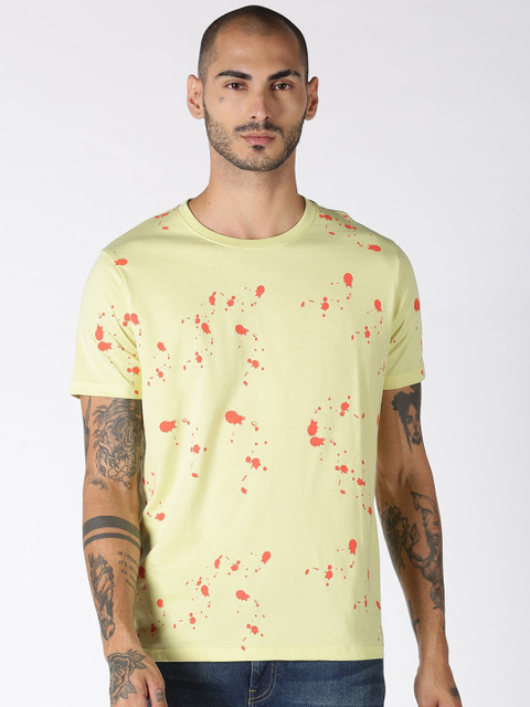 

Blue Saint Men Green Printed Round Neck T-shirt