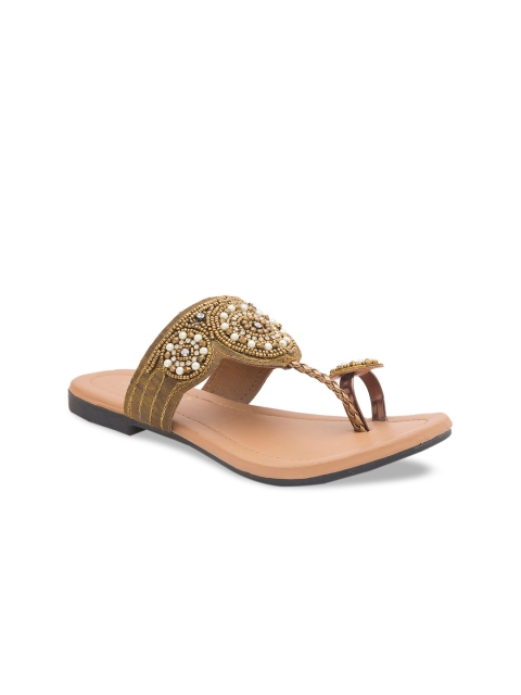 

WALK N STYLE COLLECTION Women Beige Embellished One Toe Flats