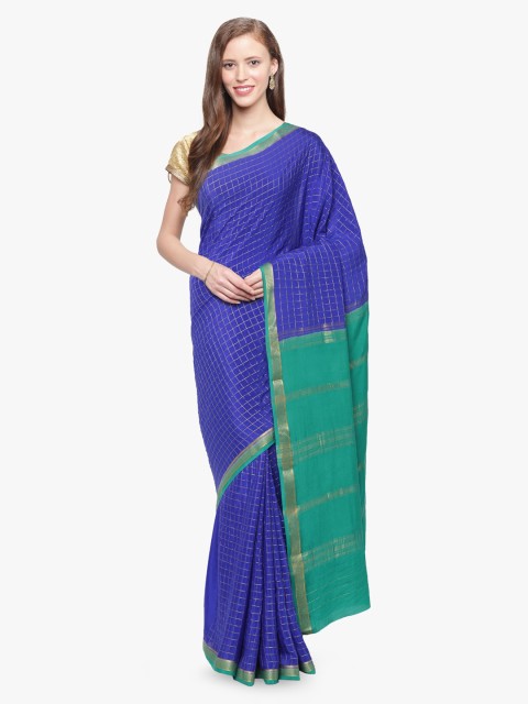 

Sudarshan Silks Blue Pure Silk Solid Mysore Silk Saree