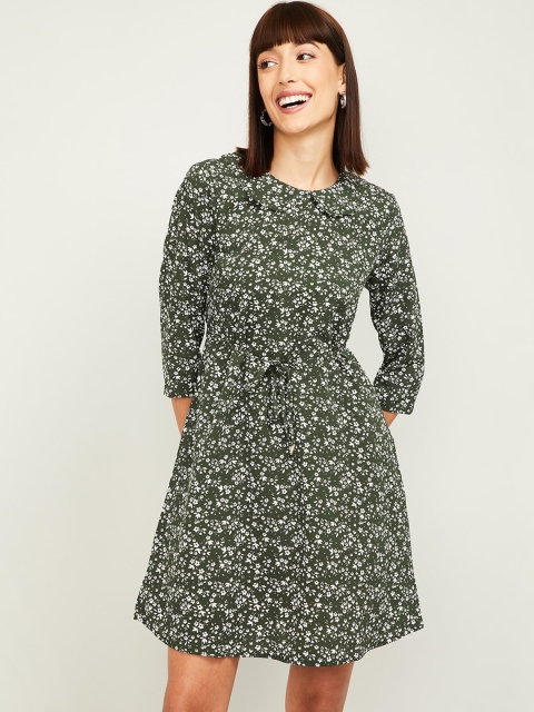 

Fame Forever by Lifestyle Women Green Printed A-Line Dress