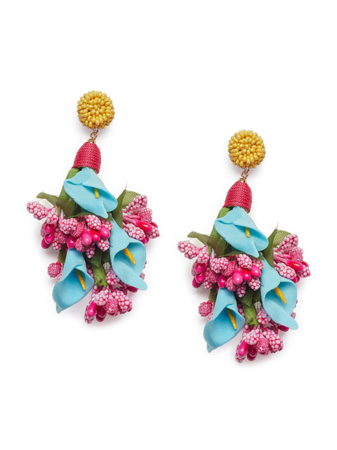 

Foxy Sperks Blue & Pink Handcrafted Contemporary Drop Earrings