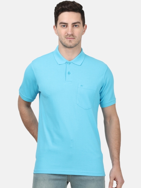 

Monte Carlo Men Blue Solid Polo Collar T-shirt