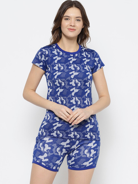 

VIMAL JONNEY Women Blue & Grey Printed Night Suit