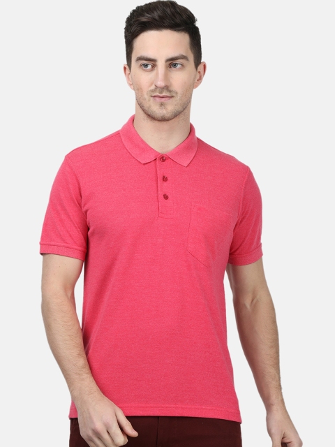 

Monte Carlo Men Pink Solid Polo Collar T-shirt