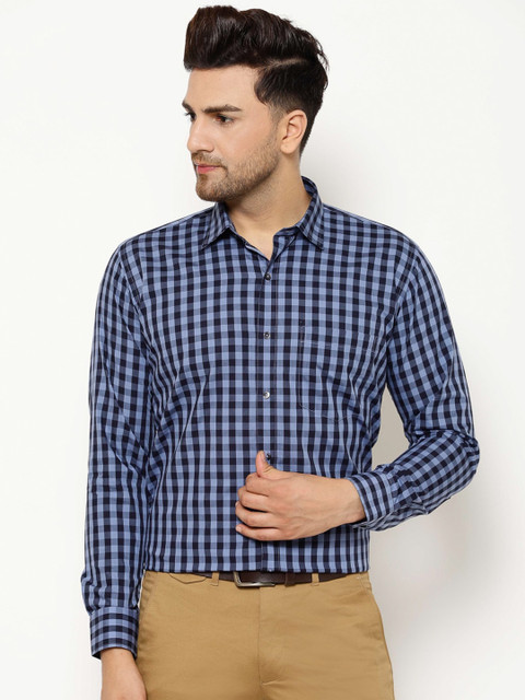 

EPPE Men Blue Slim Fit Checked Cotton Casual Shirt
