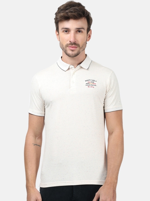 

Monte Carlo Men Off-White Solid Polo Collar T-shirt